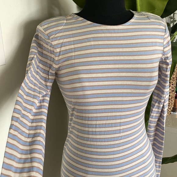French Connection Baby Blue Striped Mini Dress - Picture 3 of 7